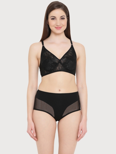 

Clovia Women Black Lingerie Set COMBBP05440B
