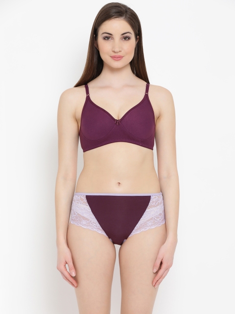 

Clovia Women Purple Lingerie Set COMBBP07140B