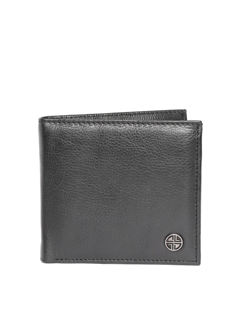 

Carlton London Men Black Solid Leather Two Fold Wallet
