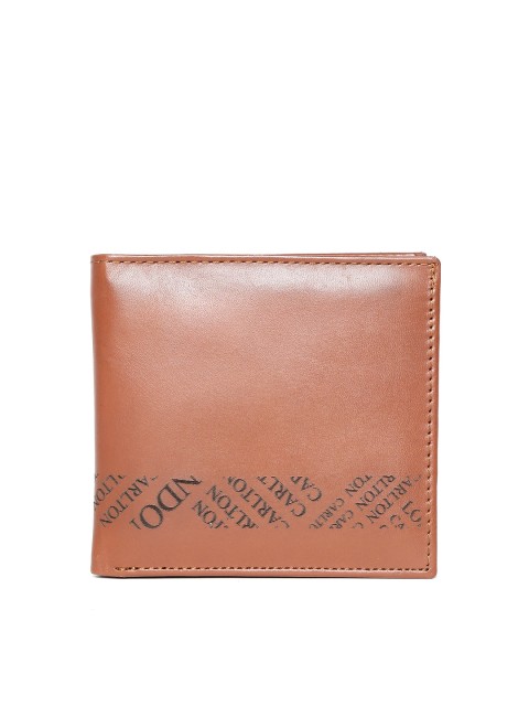 

Carlton London Men Brown Leather Printed Two Fold Wallet