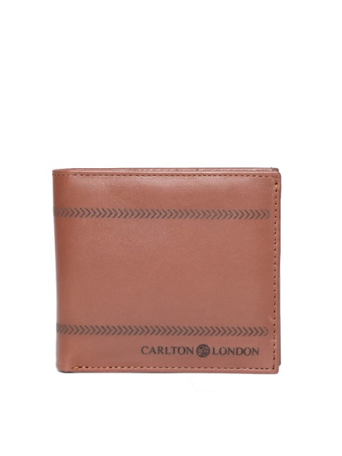 

Carlton London Men Brown Leather Textured Detail Two Fold Wallet