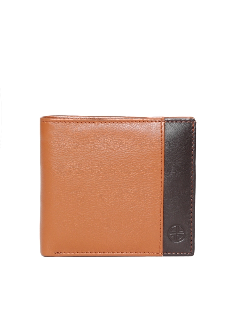 

Carlton London Men Tan Brown Leather Colourblocked Two Fold Wallet