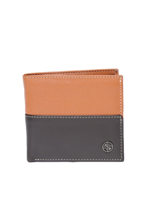 

Carlton London Men Brown Leather Colourblocked Two Fold Wallet