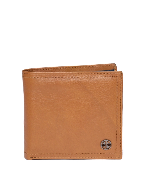 

Carlton London Men Tan Brown Leather Solid Two Fold Wallet