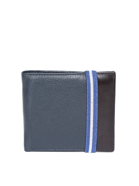 

Carlton London Men Navy Blue Solid Leather Two Fold Wallet