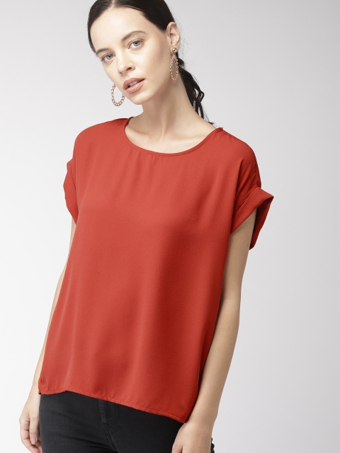 

FOREVER 21 Women Rust Red Solid Top