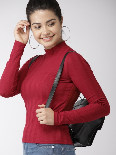 

FOREVER 21 Women Red Striped Top