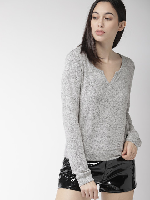 

FOREVER 21 Women Grey Solid Top