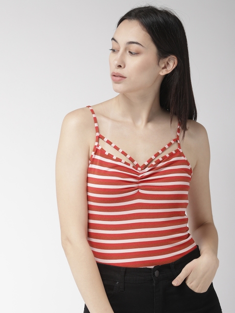 

FOREVER 21 Women Pink & Brown Striped Top