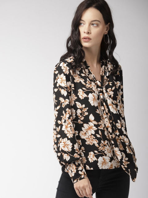

FOREVER 21 Women Black & Off-White Printed Top