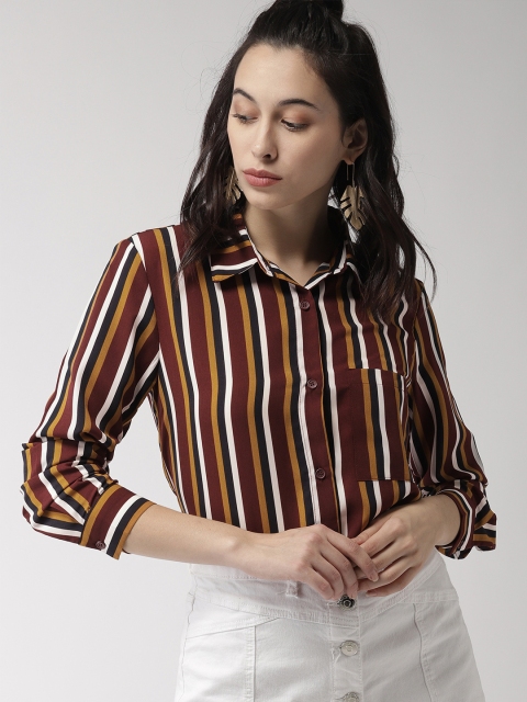 

FOREVER 21 Women Multi Coloured Regular Fit Striped Casual Shirt