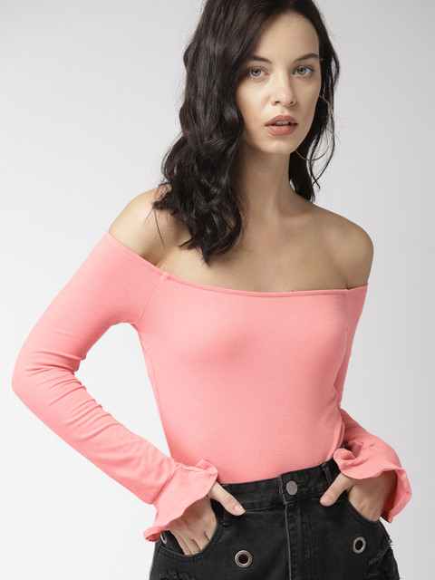 

FOREVER 21 Peach-Coloured Solid Bodysuit