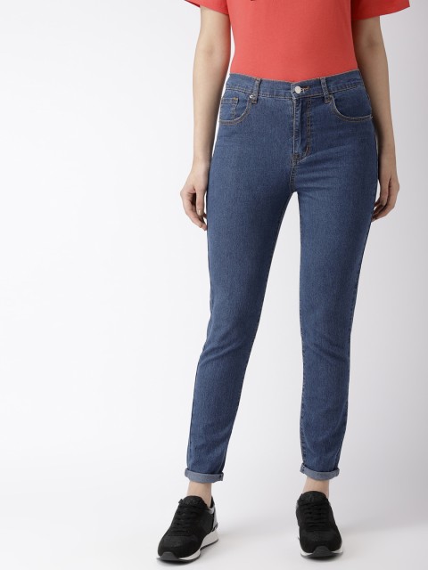 

FOREVER 21 Women Blue Regular Fit Mid-Rise Clean Look Stretchable Jeans