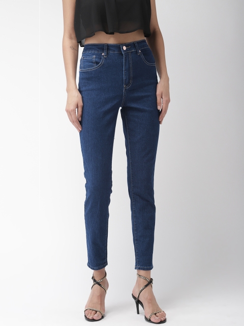 

FOREVER 21 Women Blue Slim Fit Mid-Rise Clean Look Stretchable Jeans