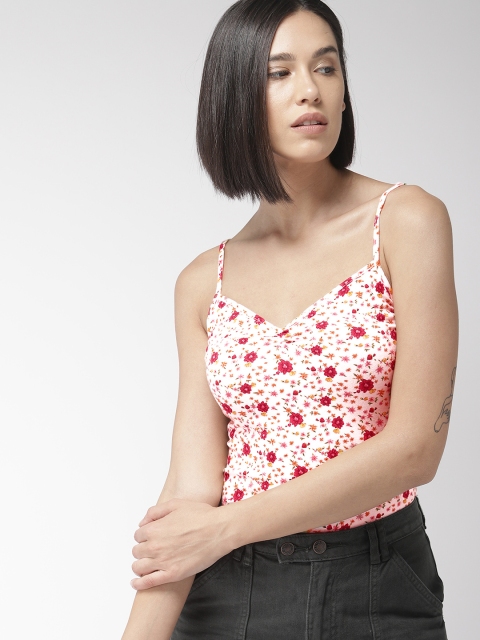 

FOREVER 21 Women Off-White & Red Printed Top