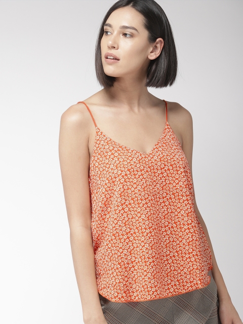 

FOREVER 21 Women Rust Orange Printed A-Line Top