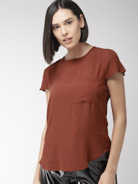 

FOREVER 21 Women Brown Solid Top
