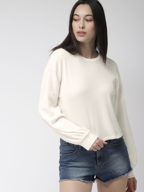 

FOREVER 21 Women Off-White Self Design Top