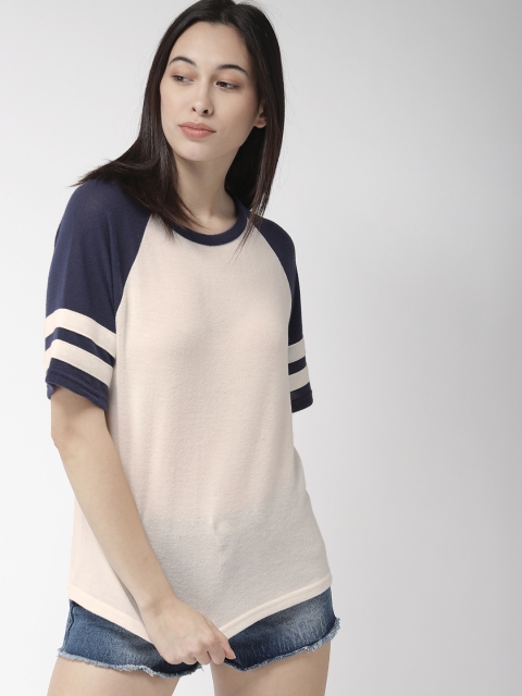 

FOREVER 21 Women White Solid Round Neck T-shirt