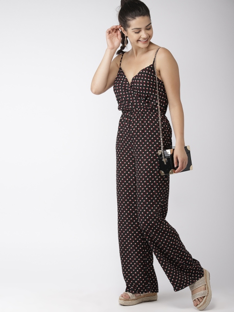 

FOREVER 21 Black & Red Printed Basic Jumpsuit