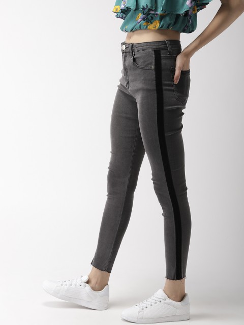 

FOREVER 21 Women Black Contemporary Fit Mid-Rise Clean Look Stretchable Jeans