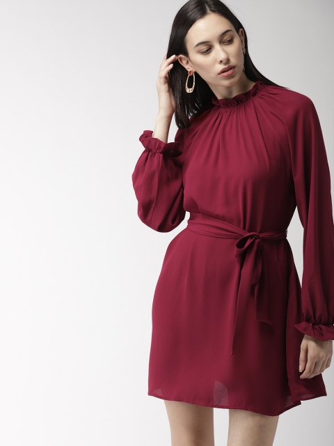 

FOREVER 21 Women Maroon Solid A-Line Dress