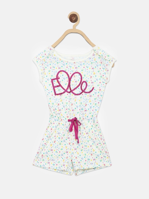 

ELLE Girls White Printed Playsuit