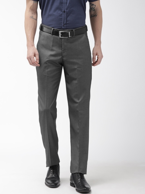 

Peter England Men Grey Slim Fit Solid Regular Trousers