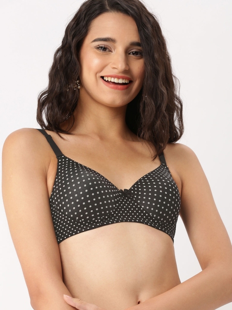 

DressBerry Black & White Printed Non-Wired Lightly Padded T-shirt Bra