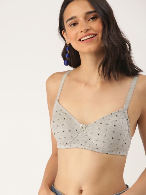 

DressBerry Grey Melange Printed Non-Wired Non Padded Everyday Bra