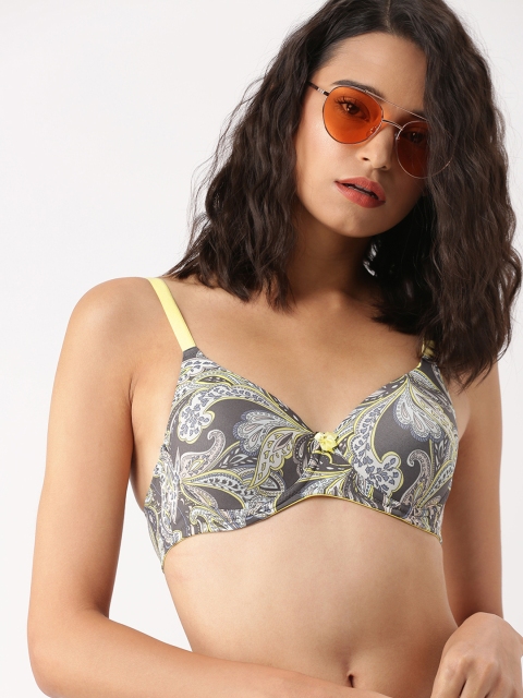 

DressBerry Grey & Yellow Printed Underwired Lightly Padded T-shirt Bra DB-DR-BRA-017N