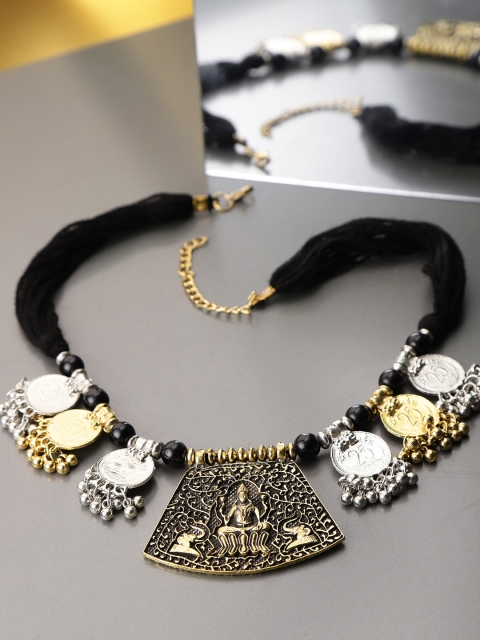 

Infuzze Oxidised Silver-Toned & Antique Gold-Toned Brass-Plated Temple Necklace