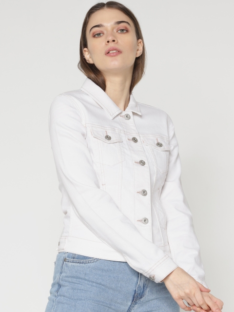 

ONLY Women White Solid Denim Jacket