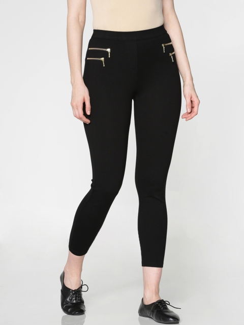 

ONLY Women Black Solid High-Rise Three-Fourth Treggings
