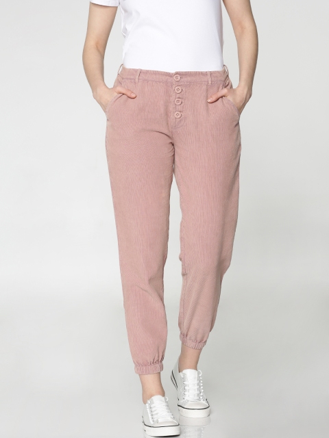 

ONLY Women Pink Regular Fit Solid Corduroy Joggers
