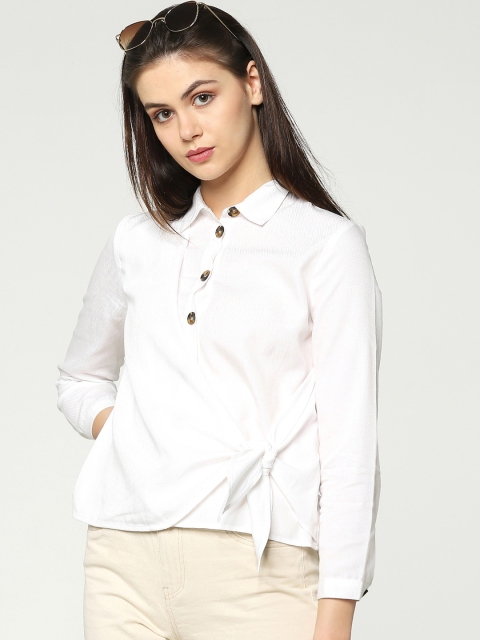 

ONLY Women White Solid Shirt Style Top