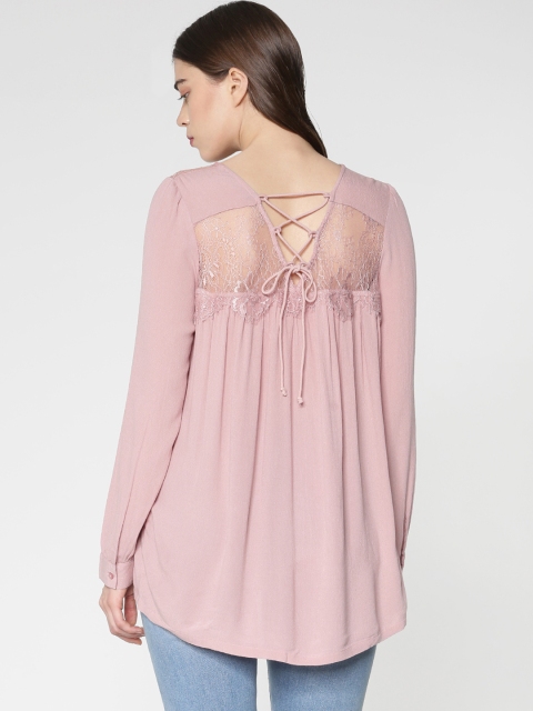 

ONLY Women Pink Solid Styled Back Top