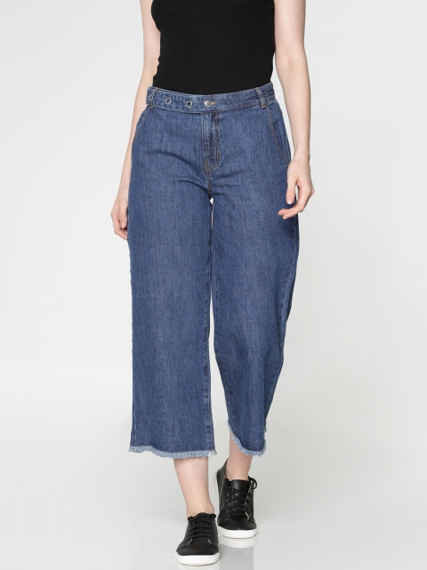 

ONLY Women Blue Relaxed Fit Mid-Rise Clean Look Cropped Jeans