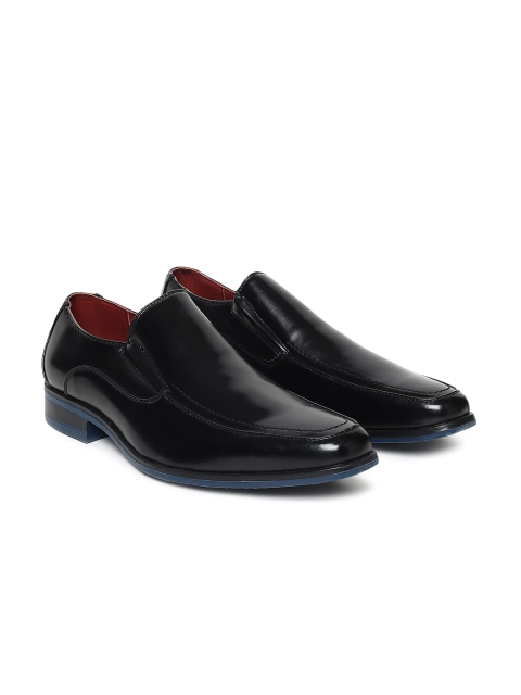 

Carlton London Men Black Leather Formal Slip-Ons