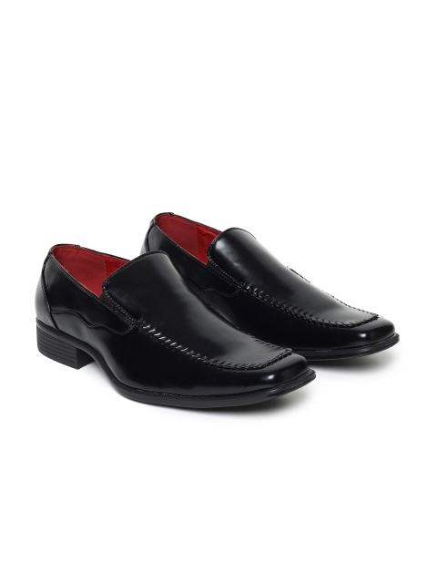 

Carlton London Men Black Leather Formal Slip-Ons