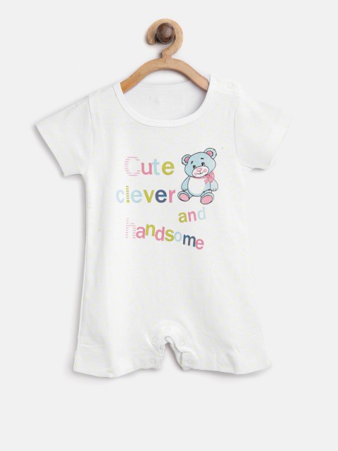 

Moms Love Girls White & Yellow Printed Rompers