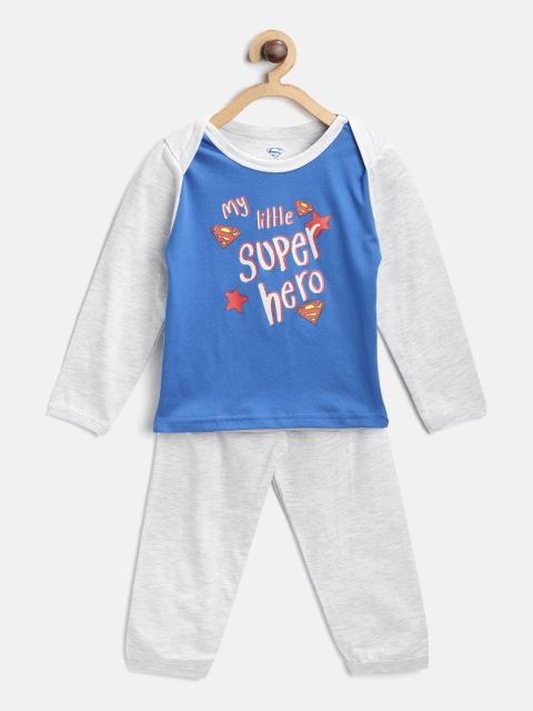 

Moms Love Boys Blue & Grey Melange Printed T-shirt with Pyjamas