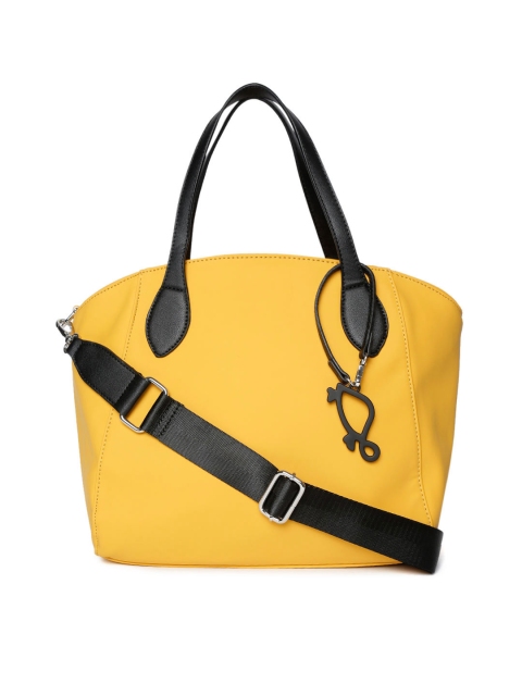 

CARPISA Mustard Yellow Solid Handheld Bag with Detachable Sling Strap