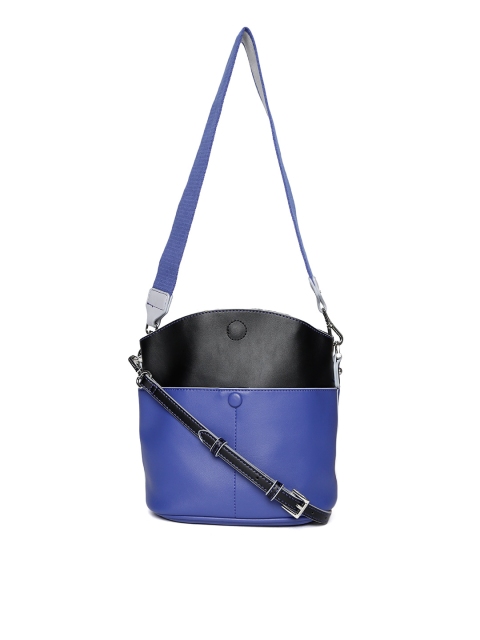 

CARPISA Blue & Black Colourblocked Shoulder Bag with Detachable Sling Strap