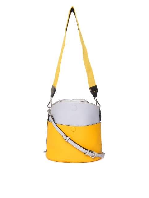 

CARPISA Mustard Yellow & Grey Colourblocked Shoulder Bag