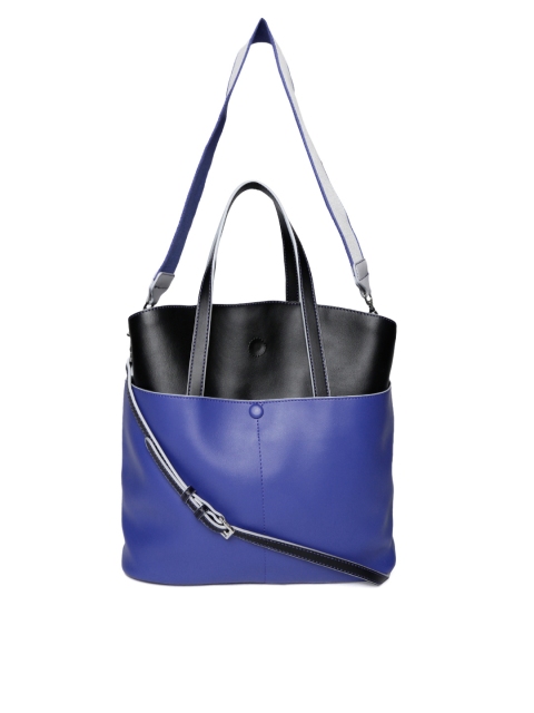 

CARPISA Blue & Black Colourblocked Shoulder Bag with Detachable Sling Strap