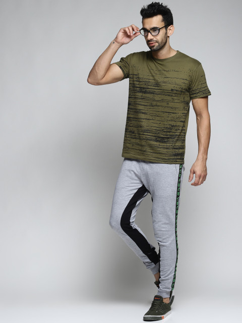 

Difference of Opinion Men Grey Solid Slim-Fit Joggers, Grey melange