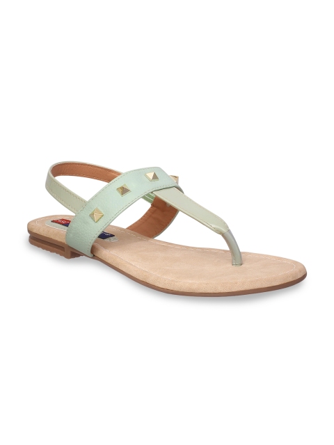 

MSC Women Green Solid T-Strap Flats