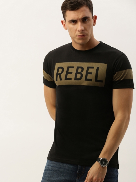 

DILLINGER Men Black Printed Round Neck Pure Cotton T-shirt