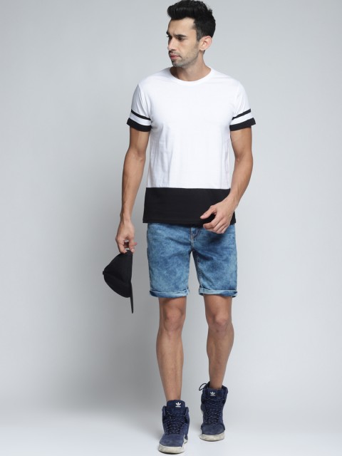 

DILLINGER Men White Colourblocked Round Neck Pure Cotton T-shirt